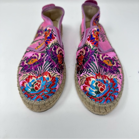 NWOT Fabiolas Handcrafted Pink Floral Silk Espadrilles - Picture 6 of 7